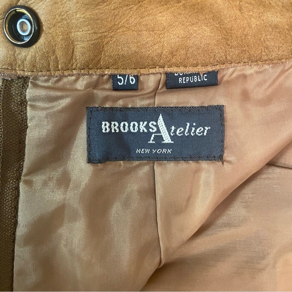 Brooks Atelier New York Leather Pencil Skirt Size 5/6 Tan Career Classic Fall - Picture 4 of 9